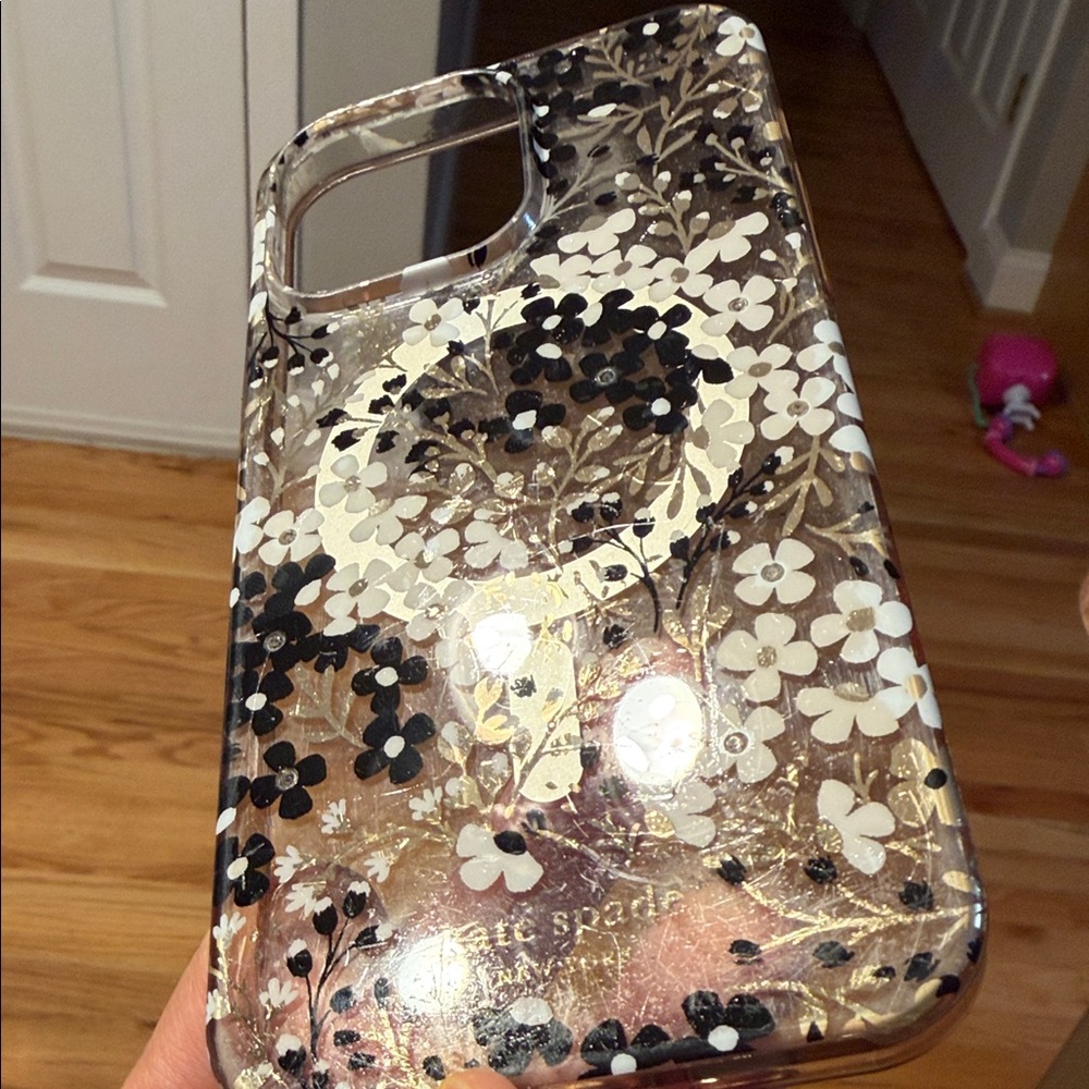 Kate Spade Floral iPhone 14 Pro Max Case - Black, White, and Brown 2 - Picture 2 of 4
